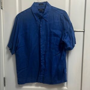 DKNY Men’s Short Sleeve Linen  Button Down Shirt - L